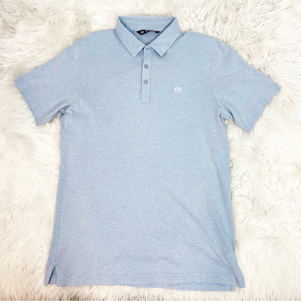 TRAVIS MATHEW LIGHT BLUE SHORT SLEEVE GOLF POLO SHIRT MENS MEDIUM - Picture 5 of 6